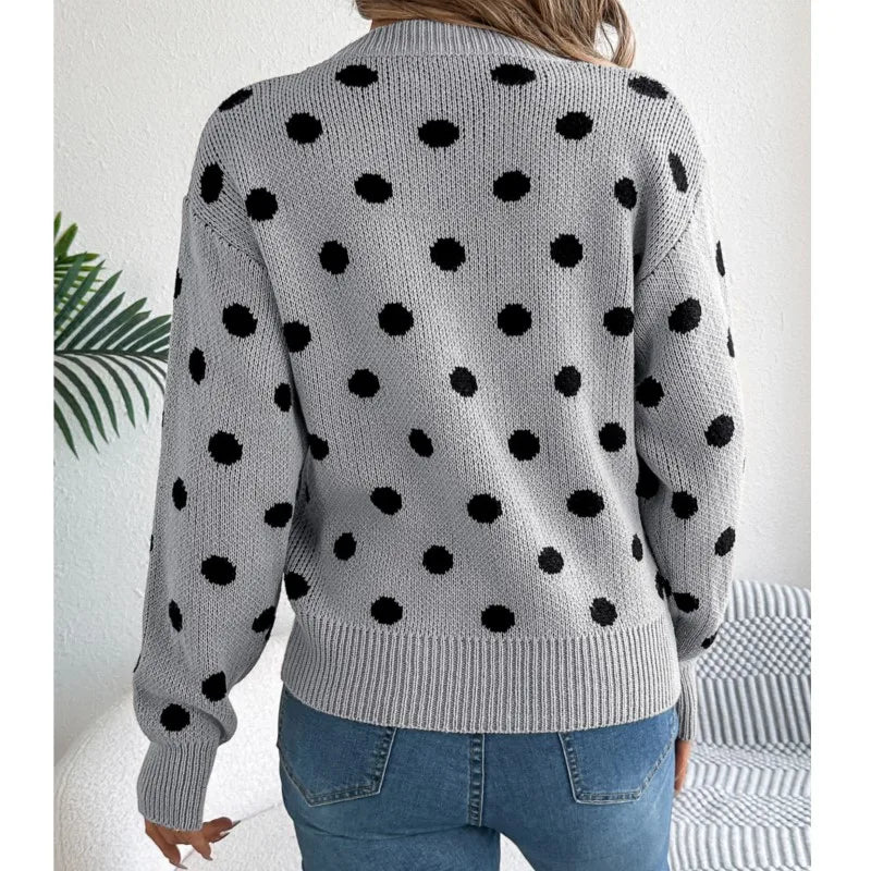 Polka Dot Knit Sweater | Fun and Cozy | Relaxed Fit