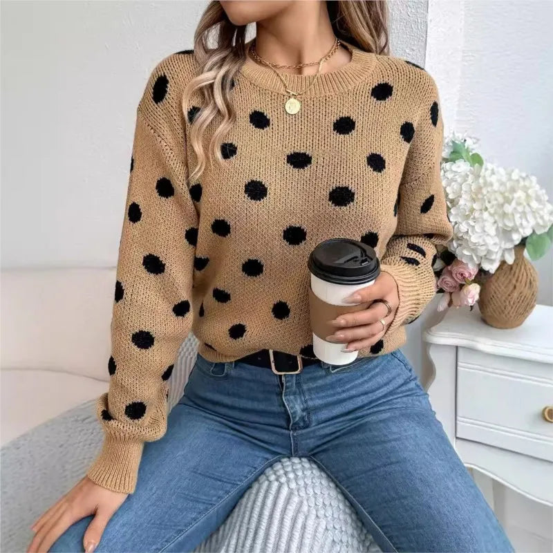 Polka Dot Knit Sweater | Fun and Cozy | Relaxed Fit