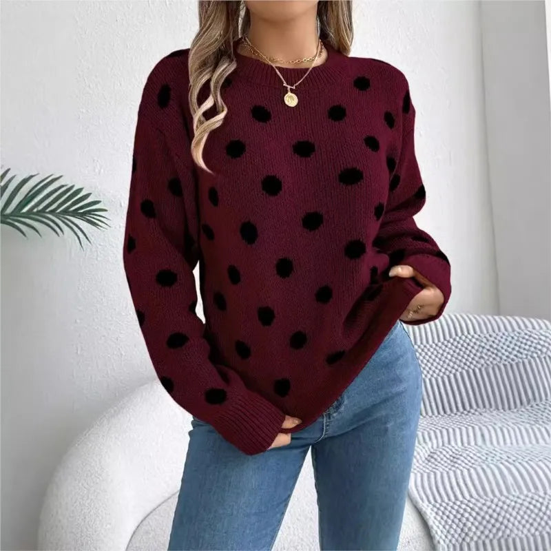 Polka Dot Knit Sweater | Fun and Cozy | Relaxed Fit