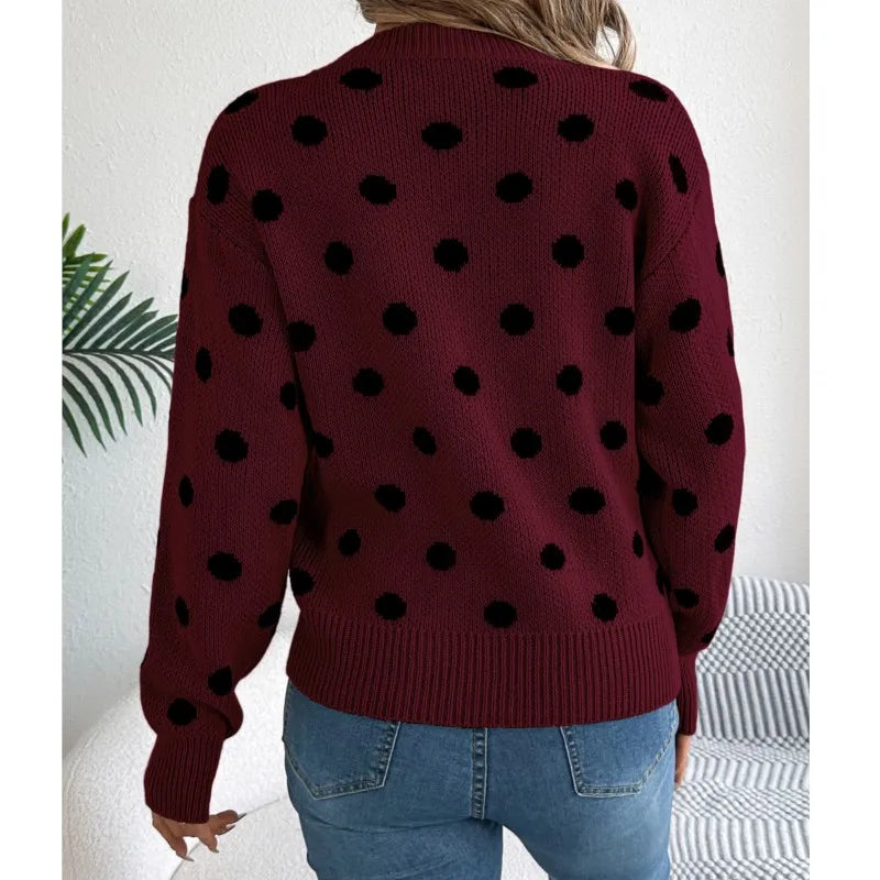 Polka Dot Knit Sweater | Fun and Cozy | Relaxed Fit