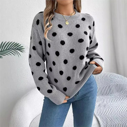 Polka Dot Knit Sweater | Fun and Cozy | Relaxed Fit