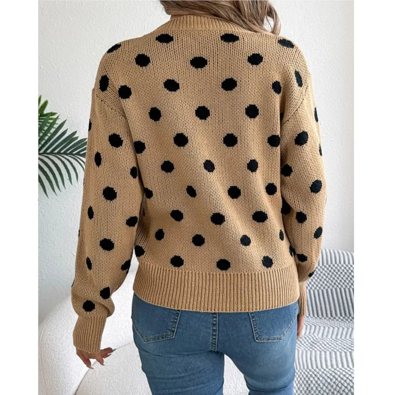 Polka Dot Knit Sweater | Fun and Cozy | Relaxed Fit